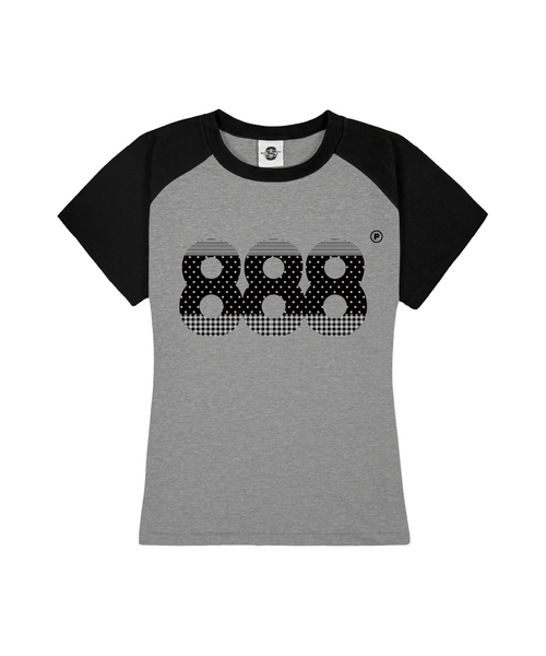 PRIMATE(プライメイト)の「POP NUMBER.888 レディース スリムフィット ラグラン 半袖Tシャツ 5 COLORS(Tシャツ/カットソー・レディース・ブラック/ワイン/ネイビー/グリーン/ミックスグレー・FREE)」の2枚目の写真