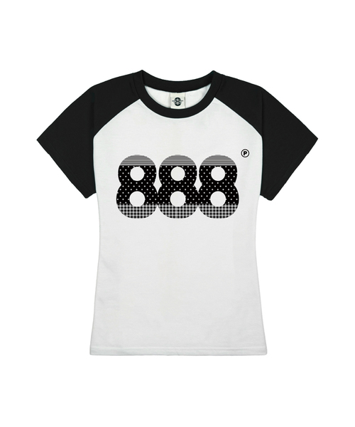 PRIMATE(プライメイト)の「POP NUMBER.888 レディース スリムフィット ラグラン 半袖Tシャツ 5 COLORS(Tシャツ/カットソー・レディース・ブラック/ワイン/ネイビー/グリーン/ミックスグレー・FREE)」の1枚目の写真