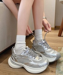 厚底スニーカー軽量メッシュスニーカー美脚