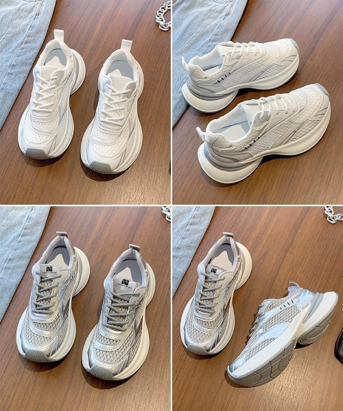 Miniministore(ミニミニストア)の「厚底スニーカー軽量メッシュスニーカー美脚(スニーカー・レディース・シルバー/ホワイト・23.0cm/24.5cm/24.0cm/23.5cm/25.0cm)」の3枚目の写真