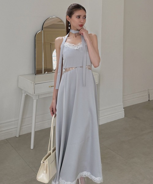 ROYAL PARTY(ロイヤルパーティー)の「ストール付レーストリムマットサテンロングキャミワンピース(ワンピース・レディース・ブルー/ブラック/ベージュ・FREE)」の12枚目の写真
