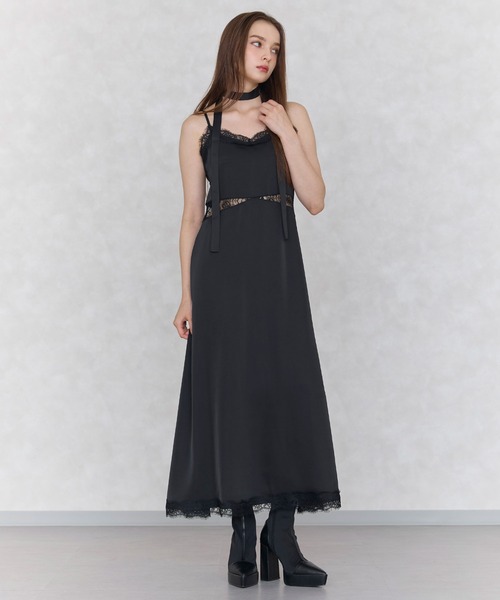 ROYAL PARTY(ロイヤルパーティー)の「ストール付レーストリムマットサテンロングキャミワンピース(ワンピース・レディース・ブルー/ブラック/ベージュ・FREE)」の17枚目の写真