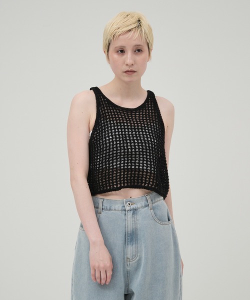 lit（リット）の「Openwork Knit Tanktop（ニット/セーター・レディース・グレイッシュベージュ/チャコールグレー/ブラック・FREE）」の2枚目の写真