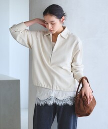 【WEB限定 Wardrobe DAILY MINIMAL】ダンボールジャージー ハーフジッププルオーバー