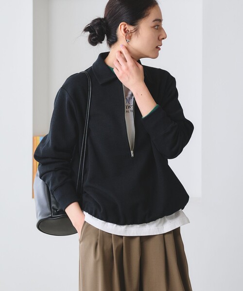 BEAUTY&YOUTH UNITED ARROWS(ビューティーアンドユースユナイテッドアローズ)の「【WEB限定 Wardrobe DAILY MINIMAL】ダンボールジャージー ハーフジッププルオーバー(Tシャツ/カットソー・レディース・オフホワイト/クリーム/ブラック・FREE)」の11枚目の写真