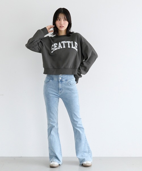 coca(coca)(コカ)の「ユース ワッペンスウェットトップス(スウェット・レディース・ライトグレー/チャコール・L/S/M)」の9枚目の写真