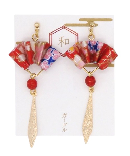 gargle(ガーグル)の「gargle ガーグル:和・JAPANシリーズ 和紙扇 扇子 ピアス(ピアス(両耳用)・レディース・ブルー/レッド/パープル・FREE)」の6枚目の写真