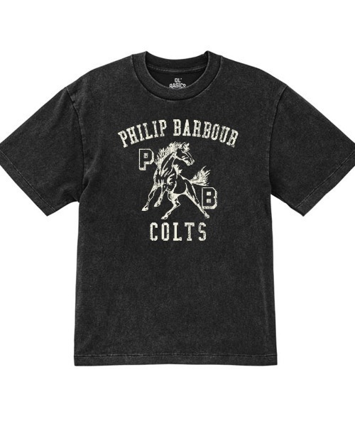 Ol' Basics(オールベーシックス)の「Ol' Basics(オール・ベーシックス) 半袖Tシャツ ヴィンテージライク バイオウォッシュ 馬 ホースイラスト ロゴ ひび割れ クラックプリント Tシャツ 半袖 トップス カットソー カレッジ アメカジ カジュアル メンズ レディース ユニセックス(Tシャツ/カットソー・メンズ・ブラック系/グリーン/イエロー系/ホワイト/ネイビー/レッド・XL/L/M/XXL)」の3枚目の写真