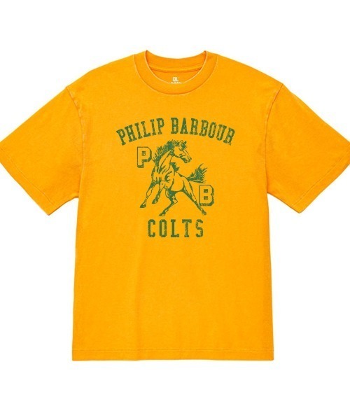 Ol' Basics(オールベーシックス)の「Ol' Basics(オール・ベーシックス) 半袖Tシャツ ヴィンテージライク バイオウォッシュ 馬 ホースイラスト ロゴ ひび割れ クラックプリント Tシャツ 半袖 トップス カットソー カレッジ アメカジ カジュアル メンズ レディース ユニセックス(Tシャツ/カットソー・メンズ・ブラック系/グリーン/イエロー系/ホワイト/ネイビー/レッド・XL/L/M/XXL)」の6枚目の写真