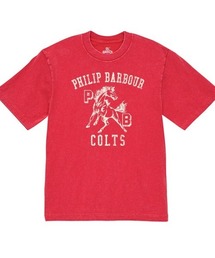 Ol' Basics | Ol' Basics(オール・ベーシックス) 半袖Tシャツ ヴィンテージライク バイオウォッシュ 馬 ホースイラスト ロゴ ひび割れ クラックプリント Tシャツ 半袖 トップス カットソー カレッジ アメカジ カジュアル メンズ レディース ユニセックス(Tシャツ/カットソー)