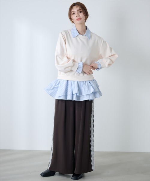 AND COUTURE(アンドクチュール)の「サイドレースラインワイドパンツ(その他パンツ・レディース・ブラック/ダークブラウン・SMALL/MEDIUM)」の14枚目の写真