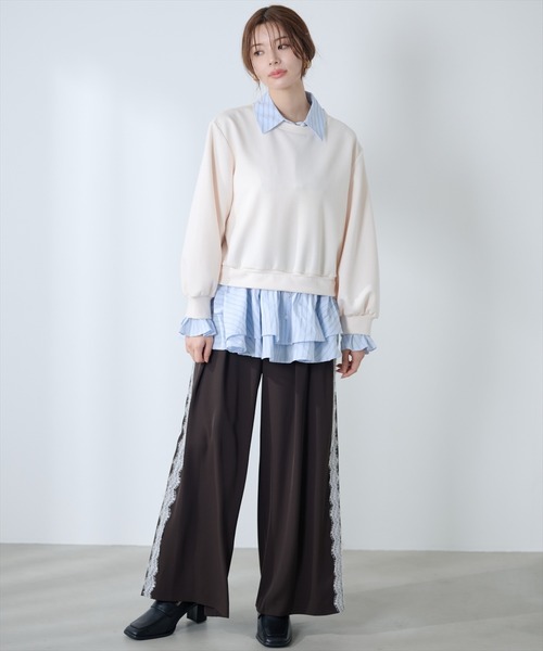 AND COUTURE(アンドクチュール)の「サイドレースラインワイドパンツ(その他パンツ・レディース・ブラック/ダークブラウン・SMALL/MEDIUM)」の17枚目の写真