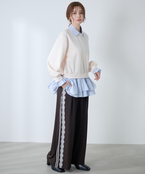 AND COUTURE(アンドクチュール)の「サイドレースラインワイドパンツ(その他パンツ・レディース・ブラック/ダークブラウン・SMALL/MEDIUM)」の18枚目の写真