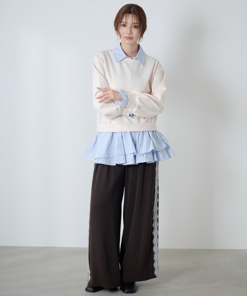 AND COUTURE(アンドクチュール)の「サイドレースラインワイドパンツ(その他パンツ・レディース・ブラック/ダークブラウン・SMALL/MEDIUM)」の21枚目の写真