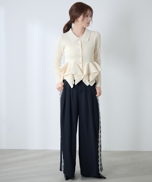 AND COUTURE(アンドクチュール)の「サイドレースラインワイドパンツ(その他パンツ・レディース・ブラック/ダークブラウン・SMALL/MEDIUM)」の12枚目の写真
