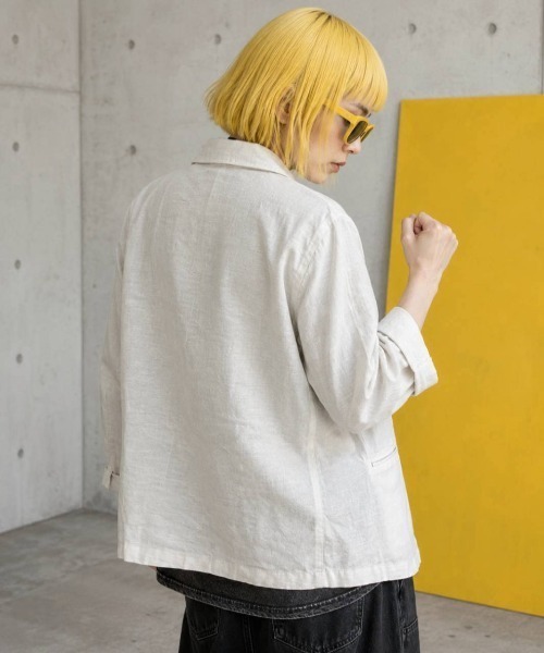 KAMINARI_TOKIO(カミナリトキオ)の「リネン7分袖テーラードジャケット(テーラードジャケット・レディース・アイボリー/イエロー・FREE)」の9枚目の写真