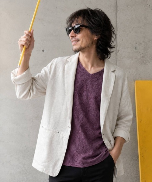 KAMINARI_TOKIO(カミナリトキオ)の「リネン7分袖テーラードジャケット(テーラードジャケット・レディース・アイボリー/イエロー・FREE)」の16枚目の写真