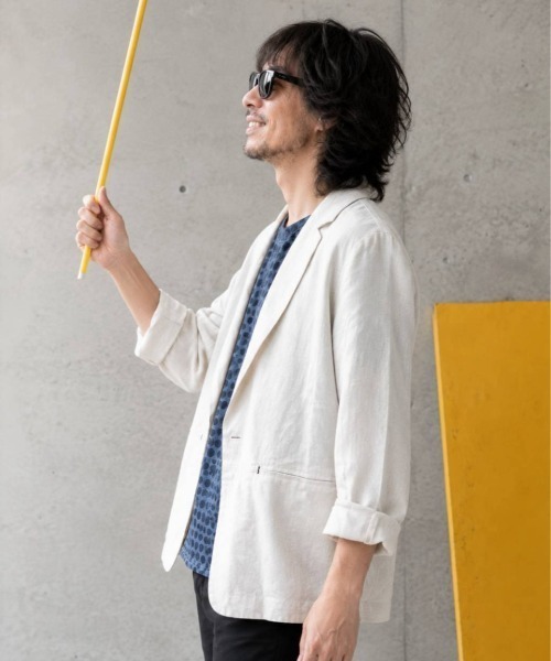 KAMINARI_TOKIO(カミナリトキオ)の「リネン7分袖テーラードジャケット(テーラードジャケット・レディース・アイボリー/イエロー・FREE)」の15枚目の写真