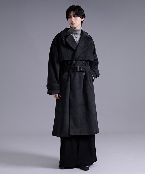 Ellno Loset(エルノロゼット)の「2wayスタンドネックヨークコート(トレンチコート・メンズ・グレー/ブラック/ブラック系その他・SMALL/MEDIUM/LARGE)」の19枚目の写真