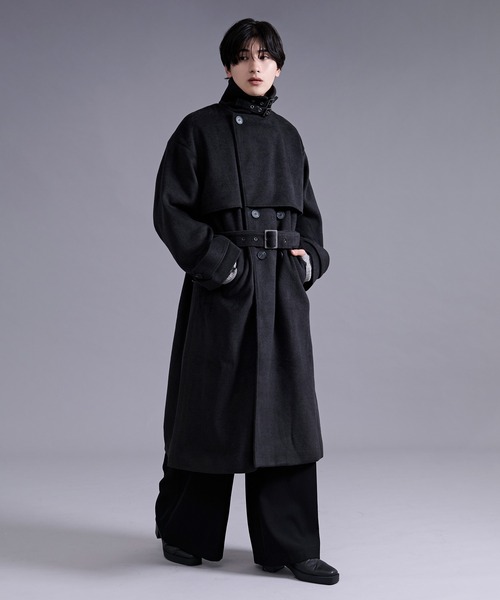 Ellno Loset(エルノロゼット)の「2wayスタンドネックヨークコート(トレンチコート・メンズ・グレー/ブラック/ブラック系その他・SMALL/MEDIUM/LARGE)」の21枚目の写真