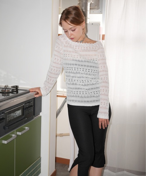 IMARI(イマリ)の「【 IMARI / イマリ 】 レース オフショルダー トップス(Tシャツ/カットソー・レディース・ブラック/ホワイト・FREE)」の18枚目の写真