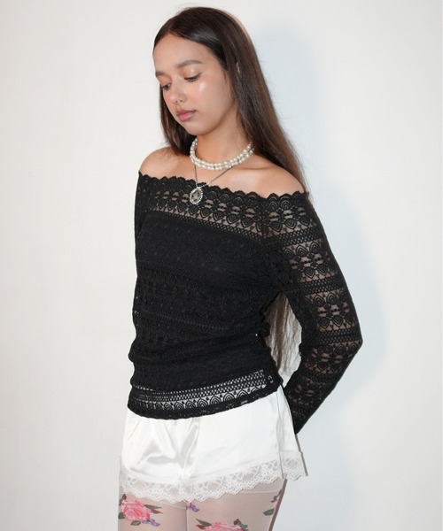 IMARI(イマリ)の「【 IMARI / イマリ 】 レース オフショルダー トップス(Tシャツ/カットソー・レディース・ブラック/ホワイト・FREE)」の20枚目の写真