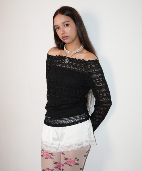 IMARI(イマリ)の「【 IMARI / イマリ 】 レース オフショルダー トップス(Tシャツ/カットソー・レディース・ブラック/ホワイト・FREE)」の22枚目の写真