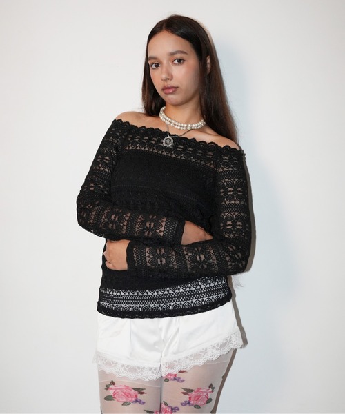 IMARI(イマリ)の「【 IMARI / イマリ 】 レース オフショルダー トップス(Tシャツ/カットソー・レディース・ブラック/ホワイト・FREE)」の19枚目の写真