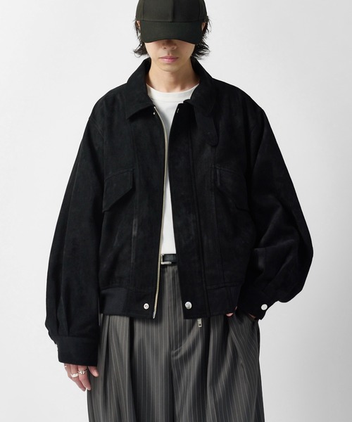 Lui's(ルイス)の「【Neucon】VINTAGE SUEDE A-2 ZIP BLOUSON / ヴィンテージスエードA2ジップブルゾン / ジャケット(ブルゾン・メンズ・ブラック/キャメル・1/2)」の4枚目の写真
