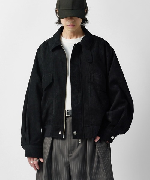Lui's(ルイス)の「【Neucon】VINTAGE SUEDE A-2 ZIP BLOUSON / ヴィンテージスエードA2ジップブルゾン / ジャケット(ブルゾン・メンズ・ブラック/キャメル・1/2)」の5枚目の写真