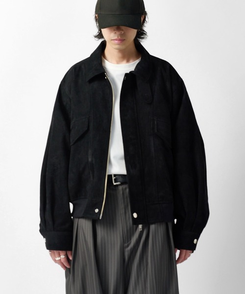 Lui's(ルイス)の「【Neucon】VINTAGE SUEDE A-2 ZIP BLOUSON / ヴィンテージスエードA2ジップブルゾン / ジャケット(ブルゾン・メンズ・ブラック/キャメル・1/2)」の3枚目の写真