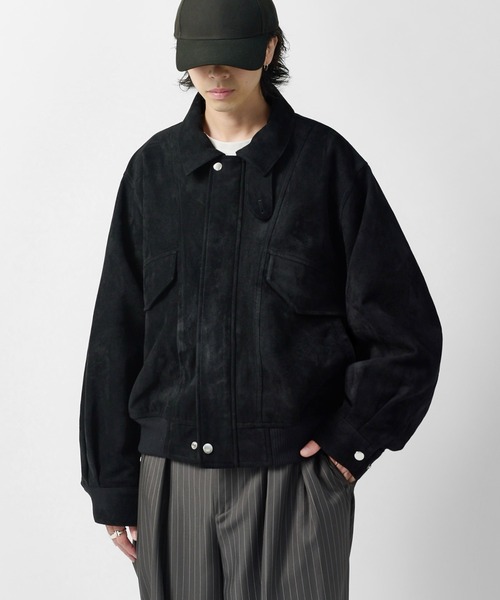 Lui's(ルイス)の「【Neucon】VINTAGE SUEDE A-2 ZIP BLOUSON / ヴィンテージスエードA2ジップブルゾン / ジャケット(ブルゾン・メンズ・ブラック/キャメル・1/2)」の6枚目の写真