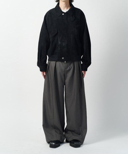 Lui's(ルイス)の「【Neucon】VINTAGE SUEDE A-2 ZIP BLOUSON / ヴィンテージスエードA2ジップブルゾン / ジャケット(ブルゾン・メンズ・ブラック/キャメル・1/2)」の11枚目の写真