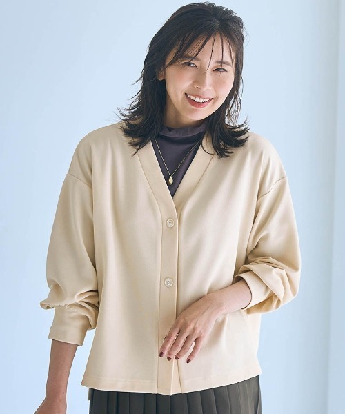 Belle Maison(ベルメゾン)の「ジョーゼットカーディガン【乾燥機OK】(カーディガン/ボレロ・レディース・ブラック/ベージュ/グレイッシュブルー/モカ・L/M/S)」の1枚目の写真
