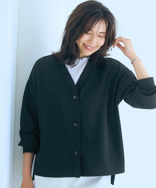 Belle Maison(ベルメゾン)の「ジョーゼットカーディガン【乾燥機OK】(カーディガン/ボレロ・レディース・ブラック/ベージュ/グレイッシュブルー/モカ・L/M/S)」の2枚目の写真
