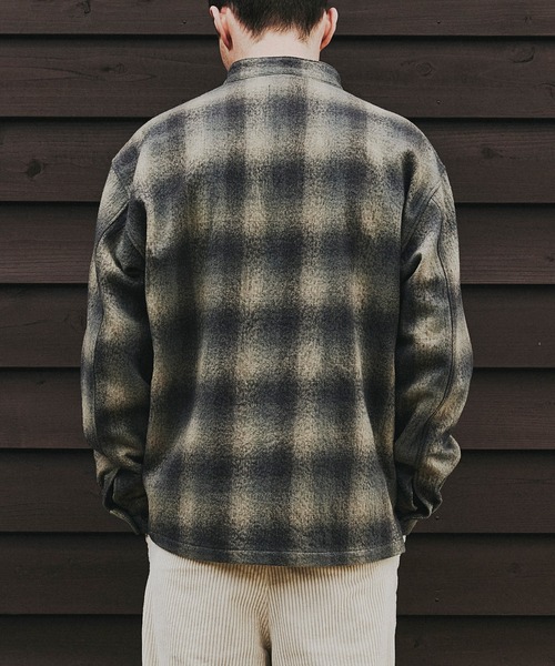 SEAGREEN(シーグリーン)の「SEAGREEN(シーグリーン) BOILED WOOL COTTON SHIRT ボイルドウールコットンシャツ(シャツ/ブラウス・メンズ・ブラウン/チャコールグレー・3/4/2)」の4枚目の写真
