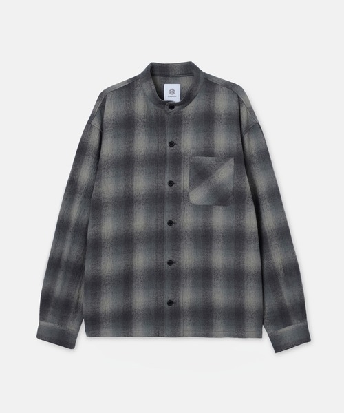 SEAGREEN(シーグリーン)の「SEAGREEN(シーグリーン) BOILED WOOL COTTON SHIRT ボイルドウールコットンシャツ(シャツ/ブラウス・メンズ・ブラウン/チャコールグレー・3/4/2)」の5枚目の写真