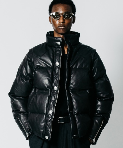 CRIMIE(クライミー)の「2WAY CONVERTIBLE CONCHO SHEEP LEATHER DOWN JACKET(ダウンジャケット/コート・メンズ・ブラック・XXL/XL/L/M/S)」の1枚目の写真