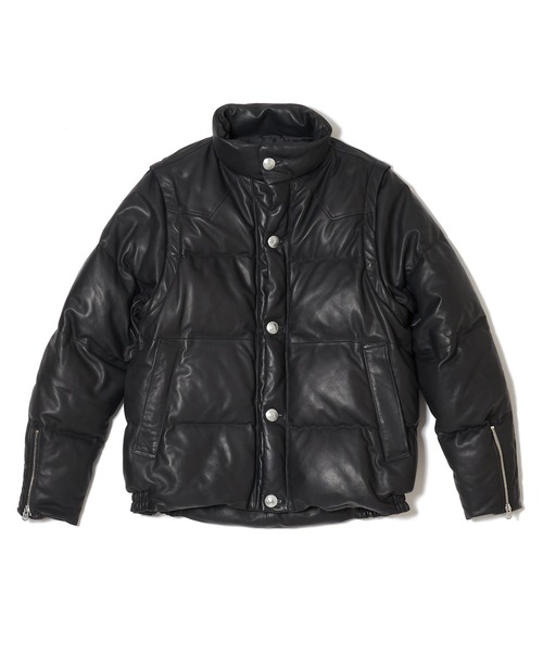 CRIMIE(クライミー)の「2WAY CONVERTIBLE CONCHO SHEEP LEATHER DOWN JACKET(ダウンジャケット/コート・メンズ・ブラック・XXL/XL/L/M/S)」の3枚目の写真