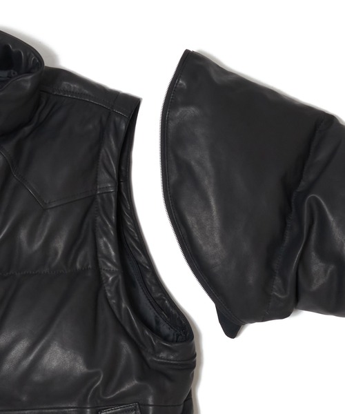 CRIMIE(クライミー)の「2WAY CONVERTIBLE CONCHO SHEEP LEATHER DOWN JACKET(ダウンジャケット/コート・メンズ・ブラック・XXL/XL/L/M/S)」の8枚目の写真