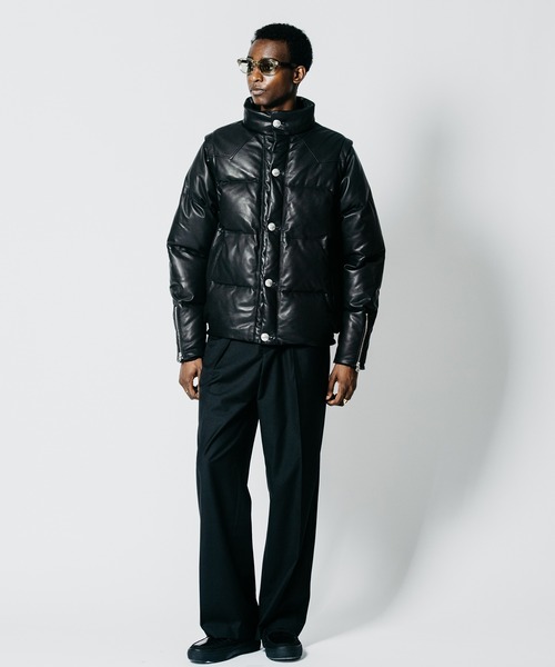 CRIMIE(クライミー)の「2WAY CONVERTIBLE CONCHO SHEEP LEATHER DOWN JACKET(ダウンジャケット/コート・メンズ・ブラック・XXL/XL/L/M/S)」の11枚目の写真