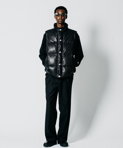 CRIMIE(クライミー)の「2WAY CONVERTIBLE CONCHO SHEEP LEATHER DOWN JACKET(ダウンジャケット/コート・メンズ・ブラック・XXL/XL/L/M/S)」の16枚目の写真