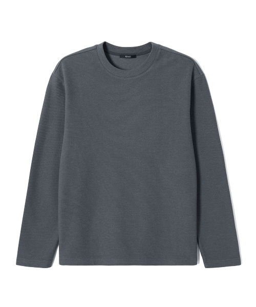 ADHOC(アドホック)の「メンズ 裏起毛変形編み ベーシック長袖Tシャツ (GREY) (HCALT15)(Tシャツ/カットソー・メンズ・その他・100/95/105)」の1枚目の写真