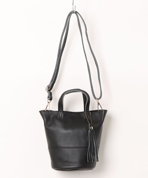 COOCO(クーコ)の「【MG】【cooco】シュリンクレザーバケツ型ミニ2WAYトートバッグ(トートバッグ・レディース・ブラック/ダークブラウン・FREE)」の1枚目の写真