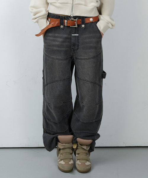 THEVINYLHOUSE(ザバイニルハウス)の「ROUND DOUBLE KNEE DENIM PANTS BLACK(デニムパンツ・レディース・その他・SMALL/MEDIUM/LARGE)」の2枚目の写真