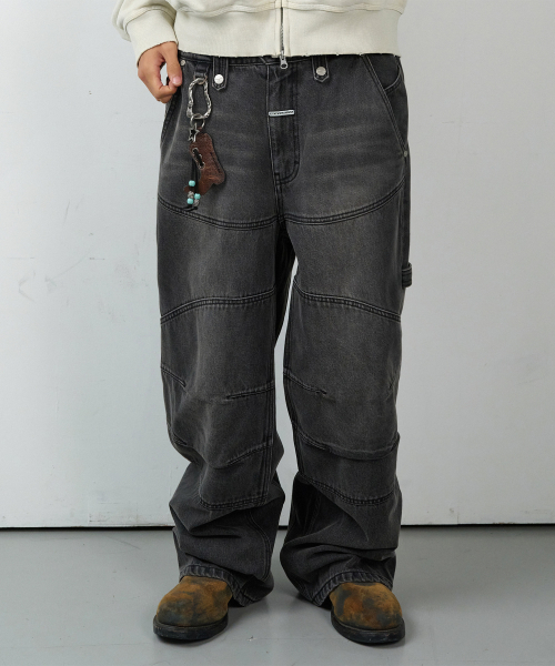 THEVINYLHOUSE(ザバイニルハウス)の「ROUND DOUBLE KNEE DENIM PANTS BLACK(デニムパンツ・レディース・その他・SMALL/MEDIUM/LARGE)」の3枚目の写真