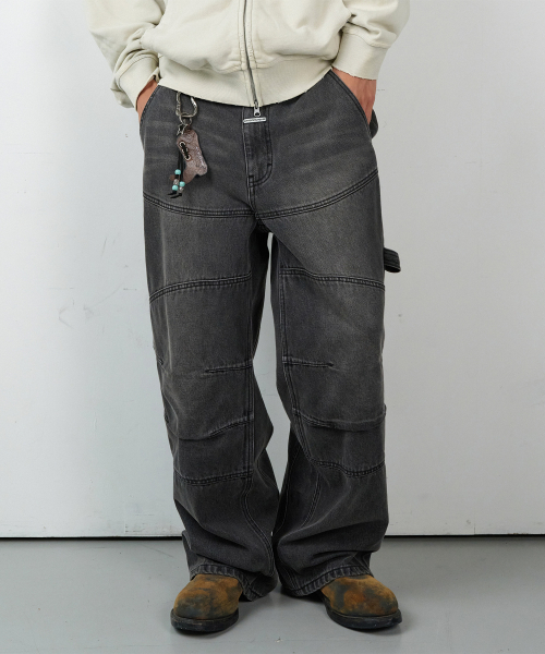 THEVINYLHOUSE(ザバイニルハウス)の「ROUND DOUBLE KNEE DENIM PANTS BLACK(デニムパンツ・レディース・その他・SMALL/MEDIUM/LARGE)」の4枚目の写真