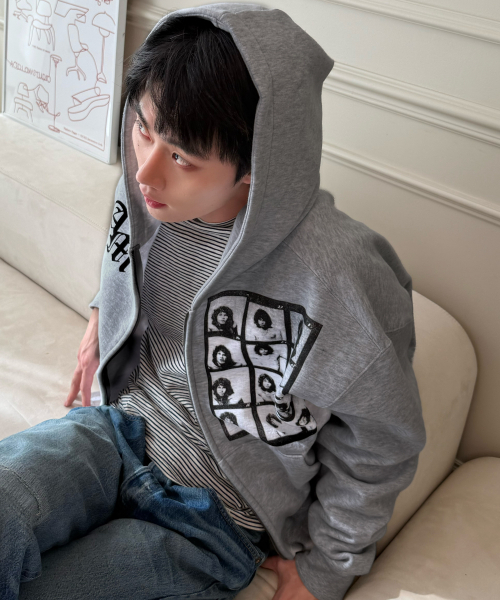AMOU（アモウ）の「[起毛] AMヒッピー フードパーカー ジップアップ グレー（パーカー・メンズ・その他・2/1）」の3枚目の写真