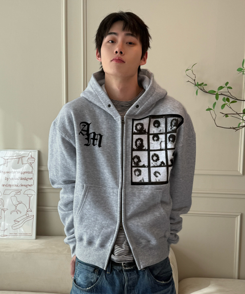 AMOU（アモウ）の「[起毛] AMヒッピー フードパーカー ジップアップ グレー（パーカー・メンズ・その他・2/1）」の2枚目の写真