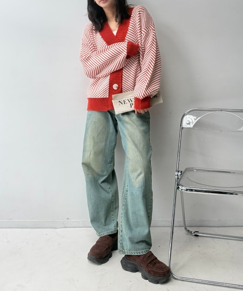 AS KNOW AS plus(アズノゥアズプラス)の「☆アソート柄Vネックカーディガン(チドリ・ヘリンボーン)(カーディガン/ボレロ・レディース・ネイビー系/ブラック系/オレンジ系/アイボリー系・FREE)」の18枚目の写真